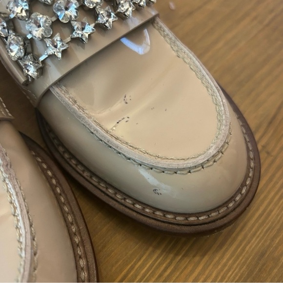 AGL Attilio Giusti Leombruni Lola Strass Mixed Crystal Loafers Nude Size 36.5 - Picture 8 of 10
